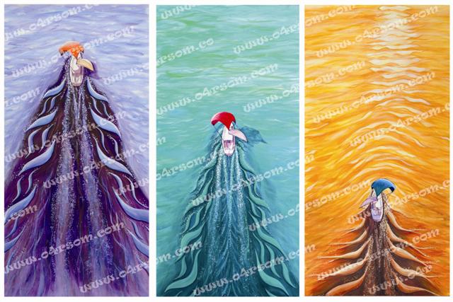 To Sail Triptych: all three of the 'To Sail' series. o4rsom sailing art.
